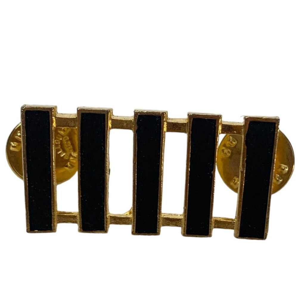 Ballou Reg'd Military Uniform Black Gold tone Stripe Pin Lapel